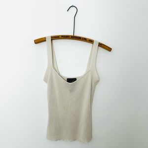 Fancy Cream Knit Tank Top with Shell Buttons